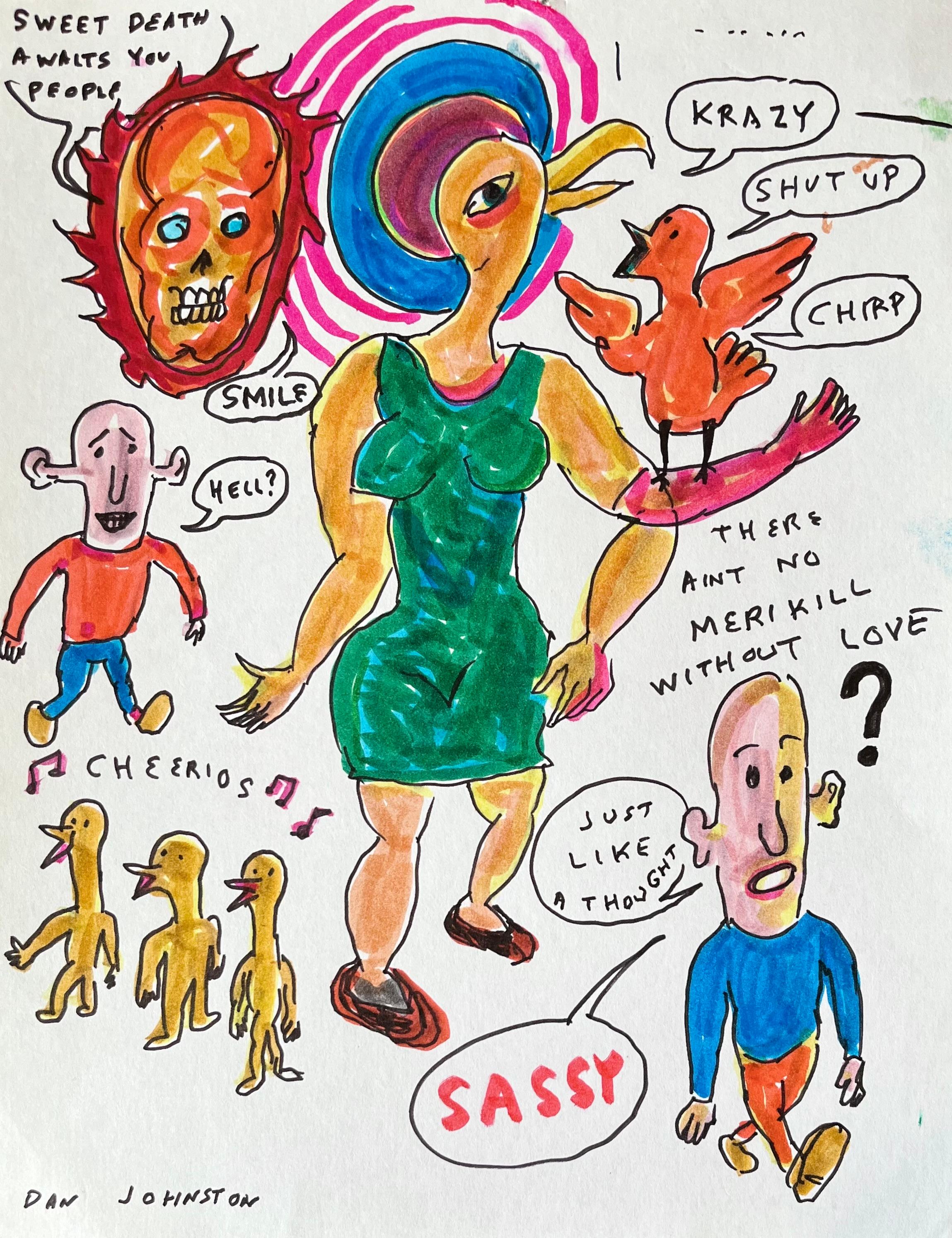 Daniel Johnston war ein produktiver bildender Künstler und Musiker. In den 1990er Jahren erlangte er Kultstatus, als Kurt Cobain bei den MTV Video Music Awards ein T-Shirt mit der Froschillustration des Künstlers vom Cover seines Albums Hi, How Are