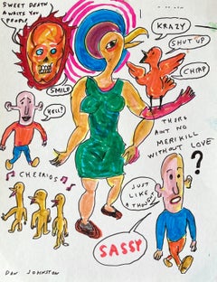 Sweet Death Awaits You People - Daniel Johnston, Original Drawing, Texas Artist