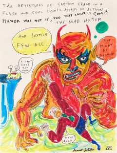 The Adventures of Captain Crash - Daniel Johnston, Original Drawing, Texas Art