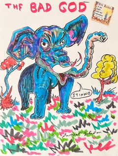 The Bad God - Daniel Johnston, Original Drawing, Austin, Texas Pop Artist