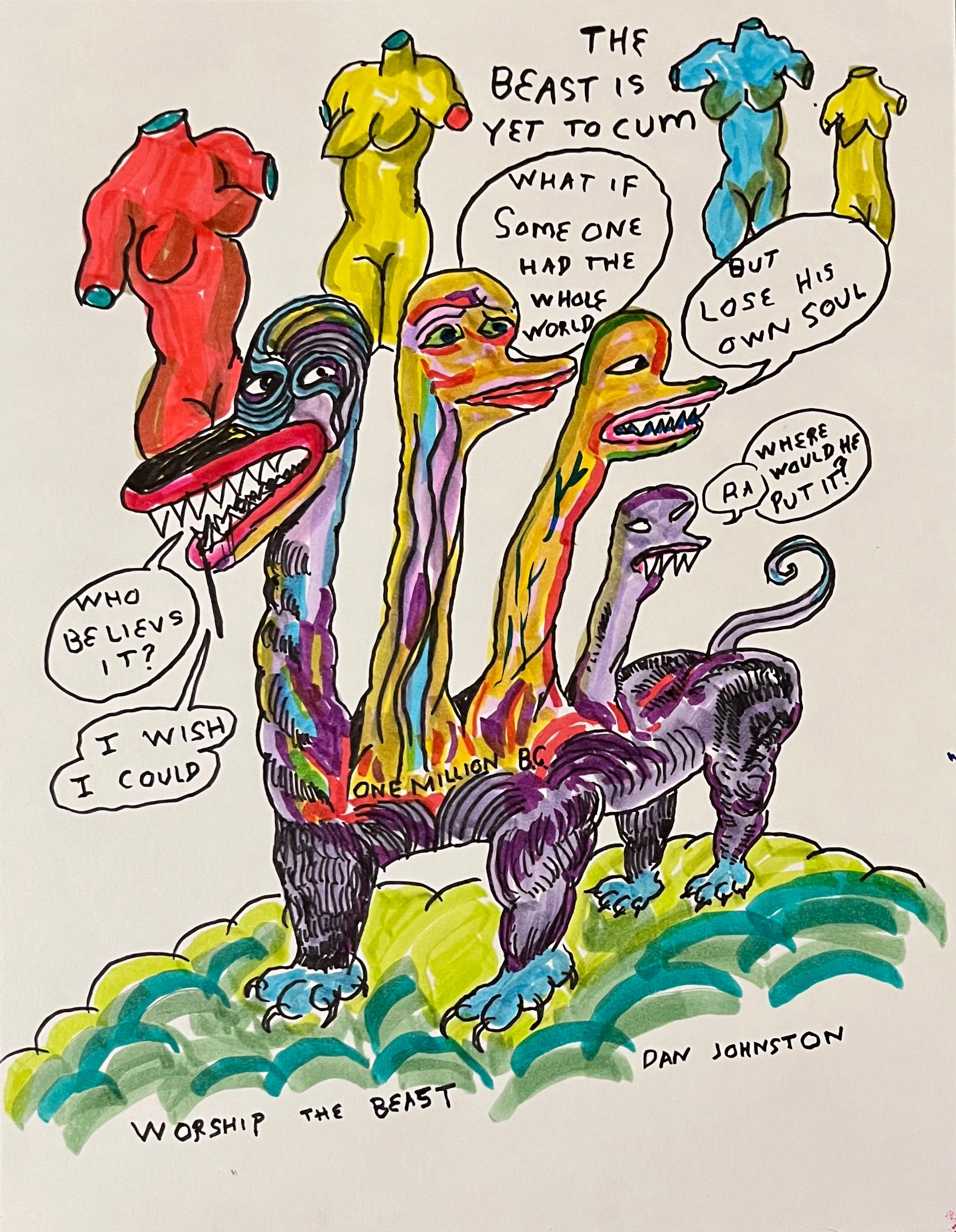 The Beast is Yet to Cum - Daniel Johnston, Original Drawing, Austin, Texas