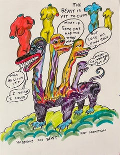 The Beast is Yet to Cum - Daniel Johnston, Original Drawing, Austin, Texas
