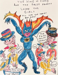 The King of Fools - Daniel Johnston, Original Drawing, Austin, Texas, Pop Artist