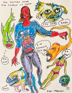 El Misterio Nunca Termina- Daniel Johnston, Dibujo Original, Austin, Texas, Arte Pop