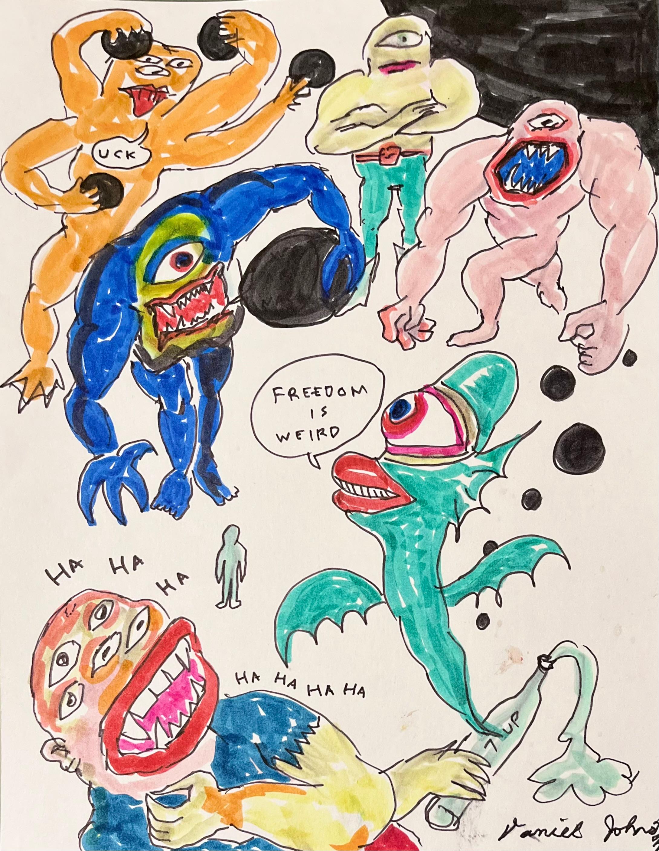 Uck - Daniel Johnston, Original Drawing, Austin, Texas, Pop Artist