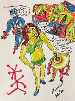 Wait I Love You - Daniel Johnston, Original Drawing, Austin, Texas Pop Artist