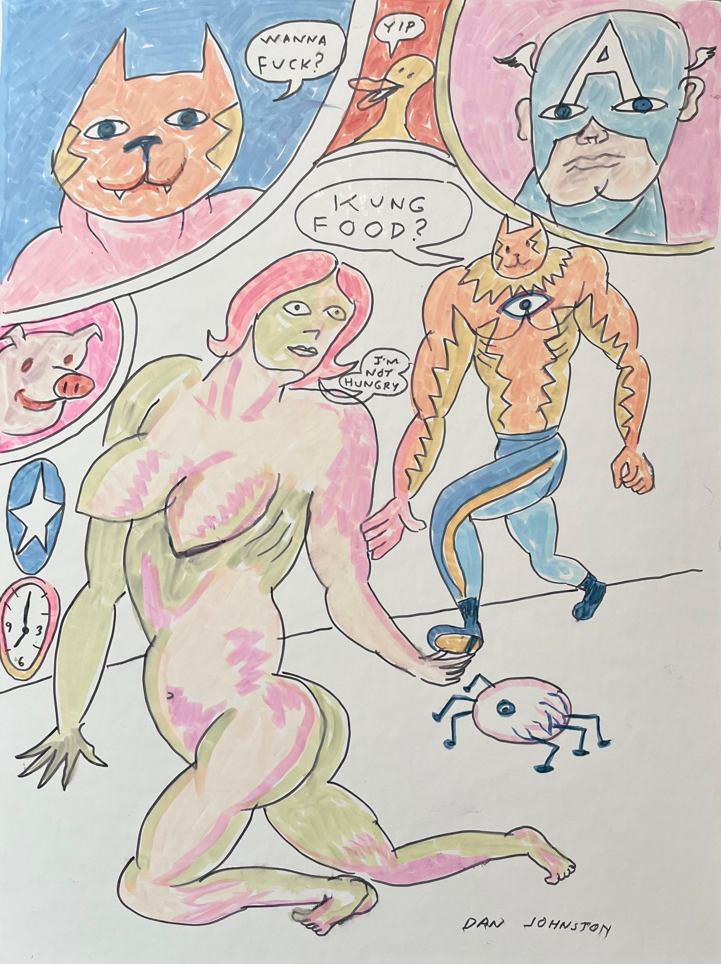 Willst du ficken? - Daniel Johnston, Originalzeichnung, Austin, Texas Pop-Künstler