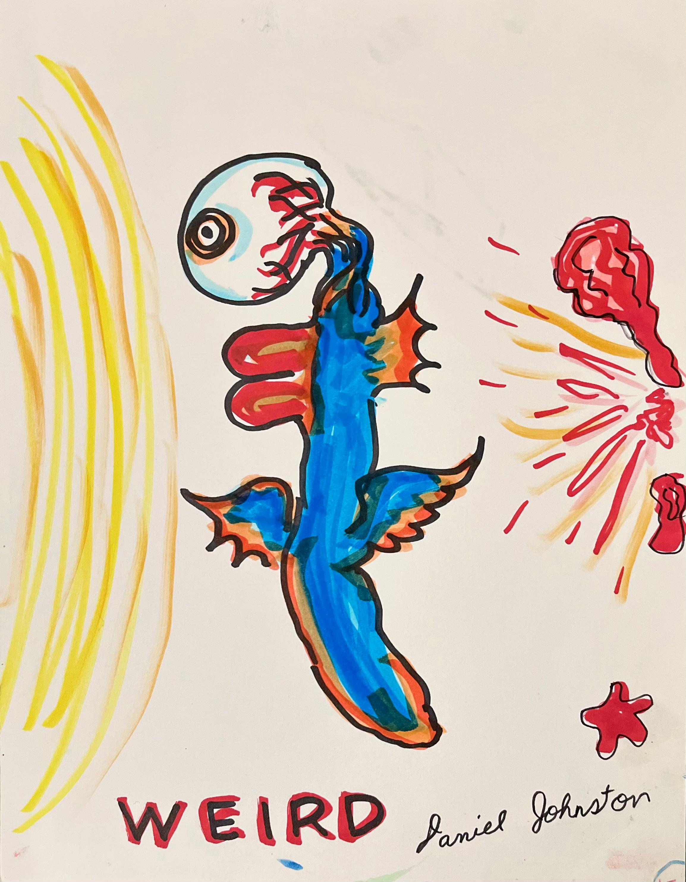 Weird - Daniel Johnston, Original Drawing on Paper, Austin, Texas Pop Artist