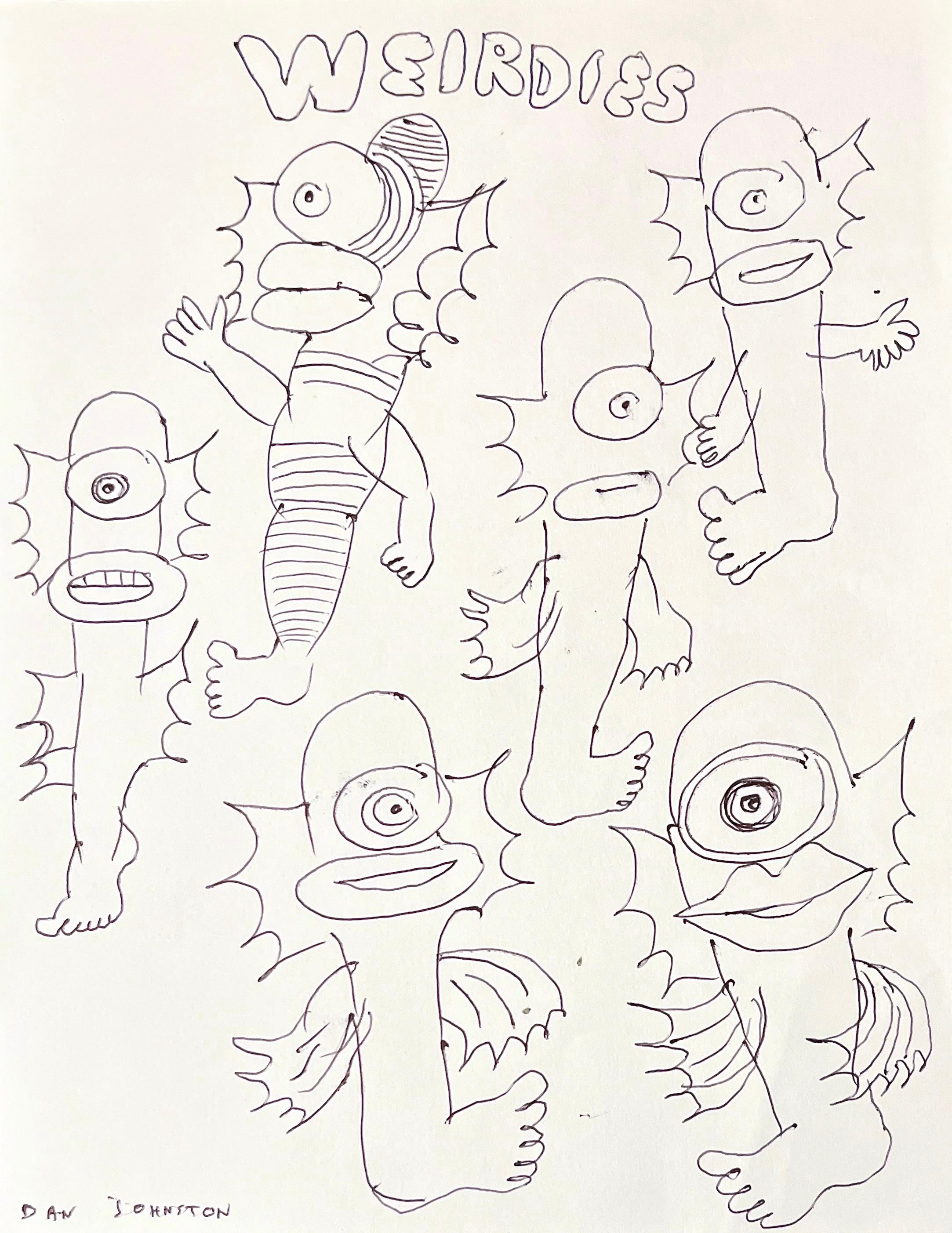 Weirdies - Daniel Johnston, Original Drawing on Paper, Austin, Texas Pop Artist