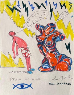 What the Heck? - Daniel Johnston, Original Drawing, Austin, Texas Pop Artist