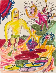 Yes Na Stop - Daniel Johnston, Original Drawing, Austin, Texas Pop Artist