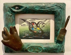 "Pre-Rome, " Etching on Paper in  Cast Bronze Frame with Glass Eye