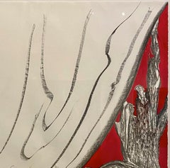 "Senza titolo", disegno astratto a tecnica mista con acrilico e carboncino su carta