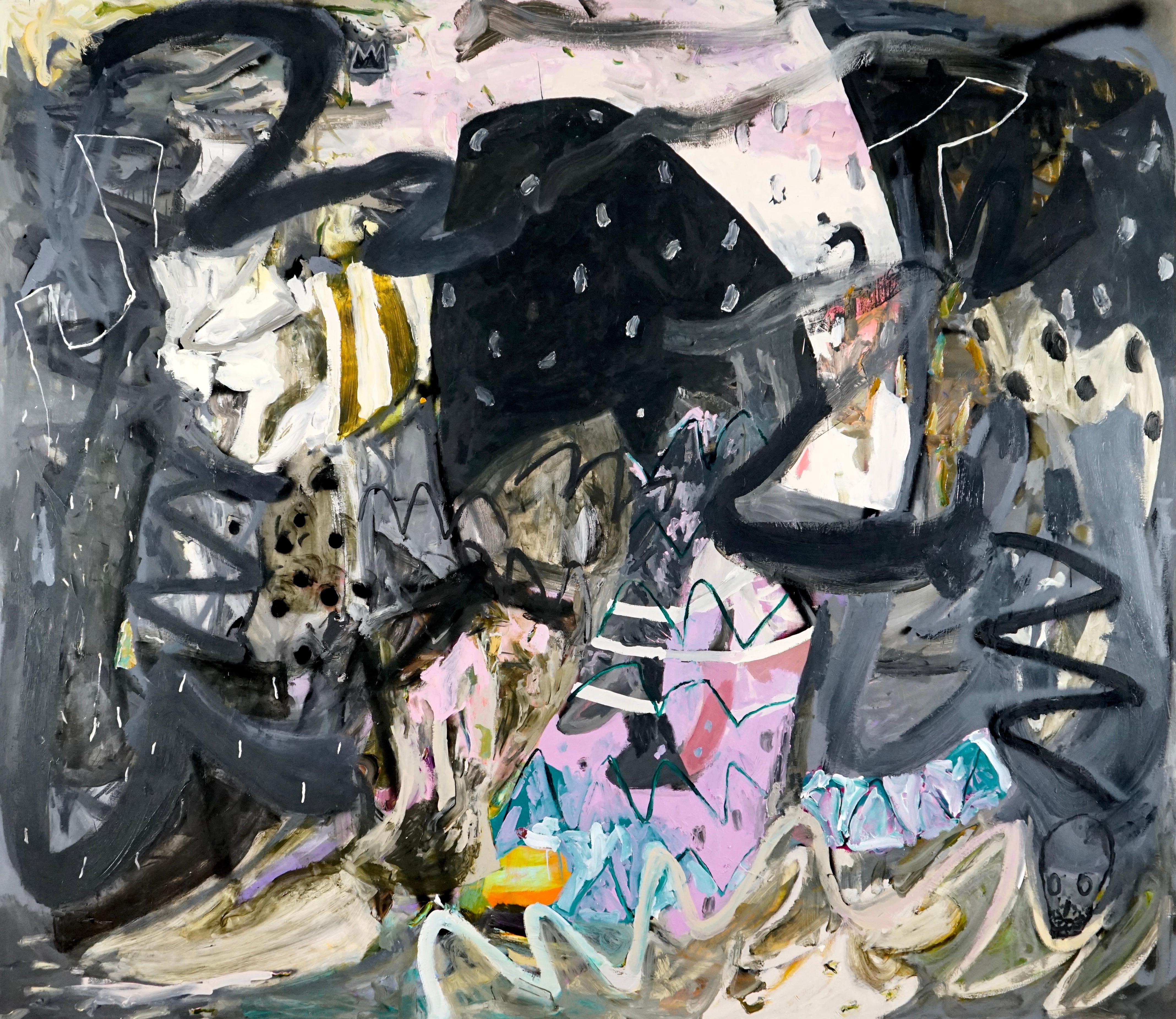 ""Night Studio", Öl auf Leinwand - Abstraktes Gemälde