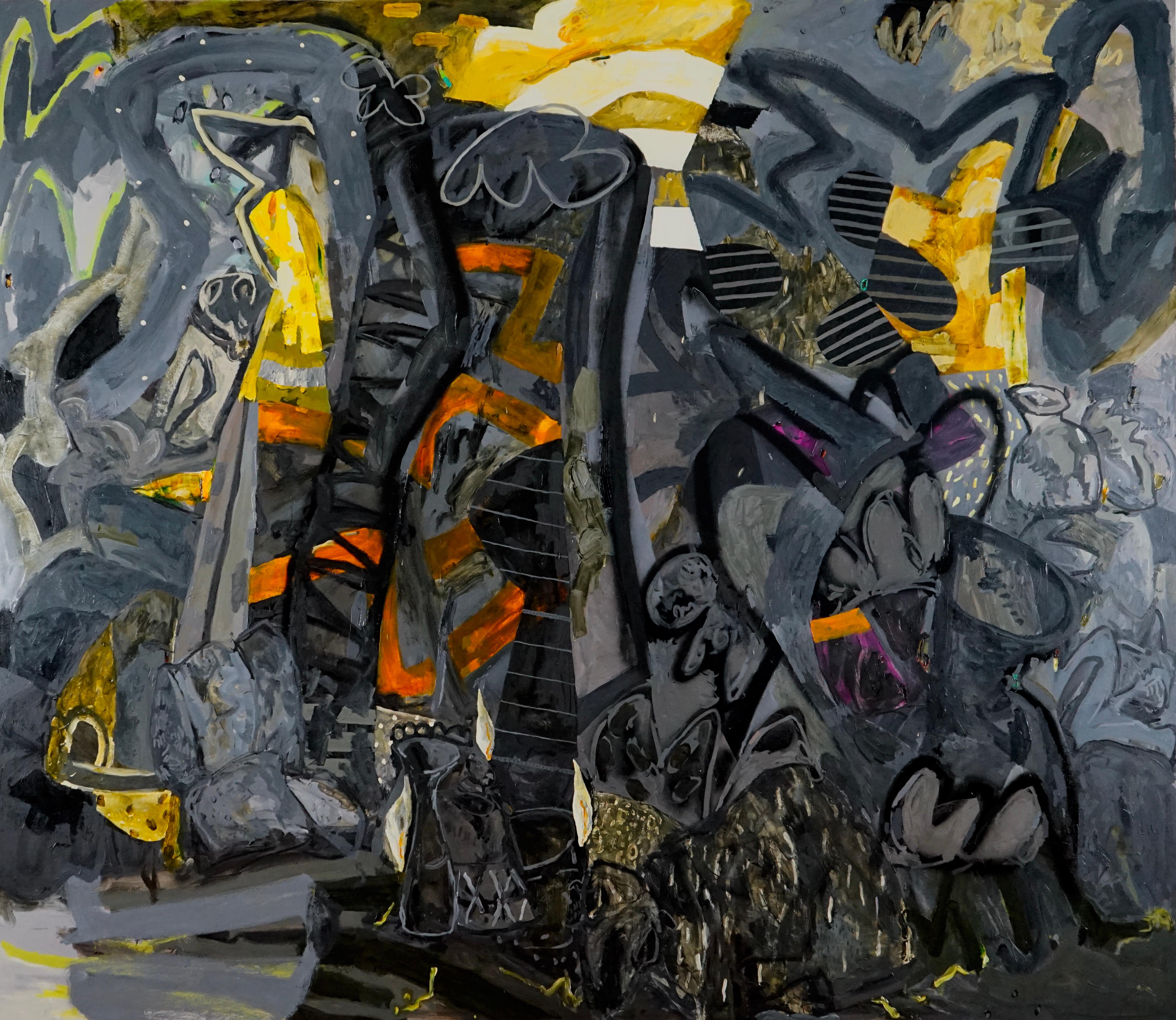 "Night Studio III, " Oil on Canvas - Abstract painting, Contemporary Art