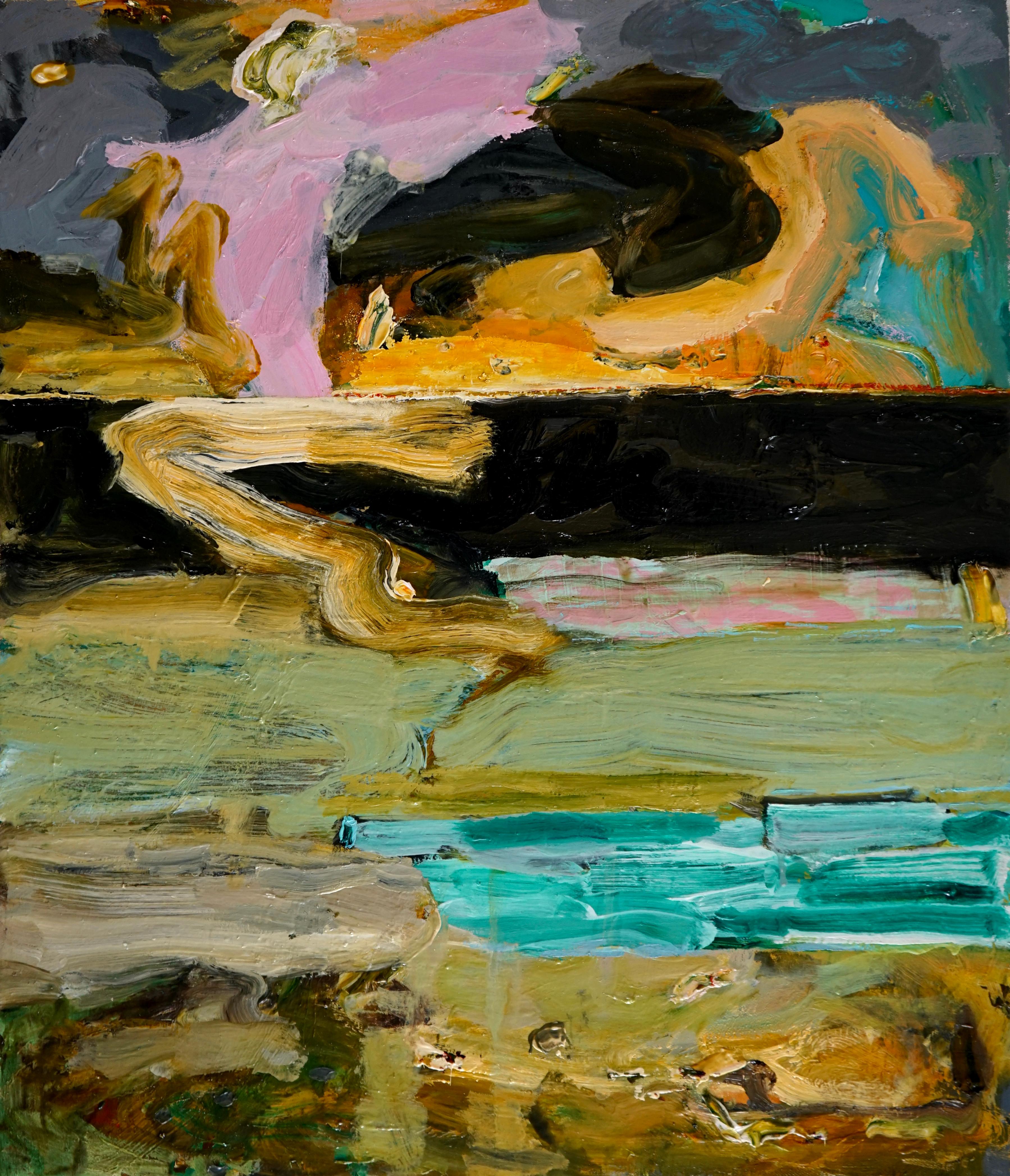 Abstract Painting Alfredo Gisholt - "Maine Landscape - Dusk", Huile sur toile - Peinture abstraite