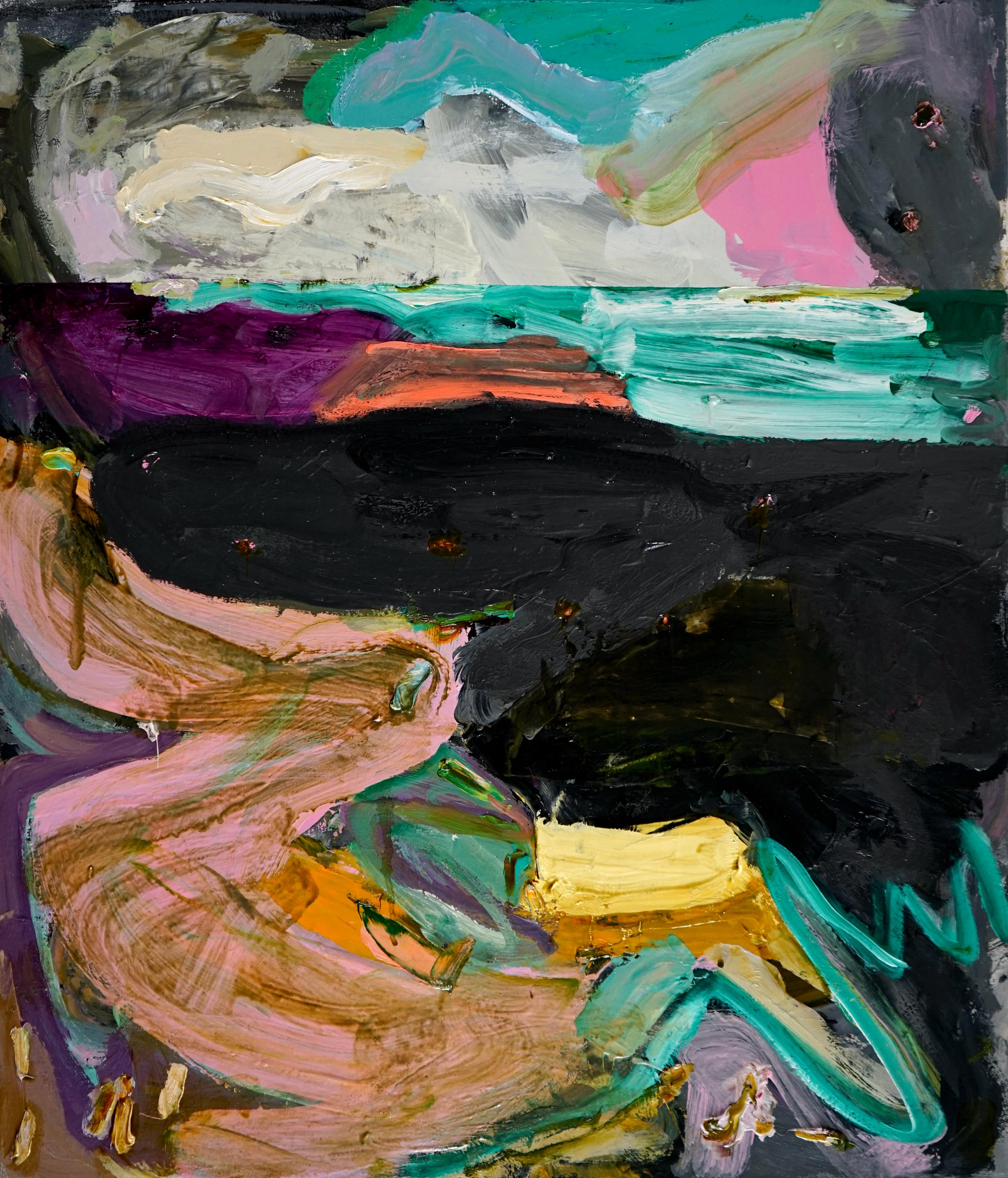 Landscape Painting Alfredo Gisholt - « Main Landscape - Low Tide, », huile sur toile - peinture abstraite