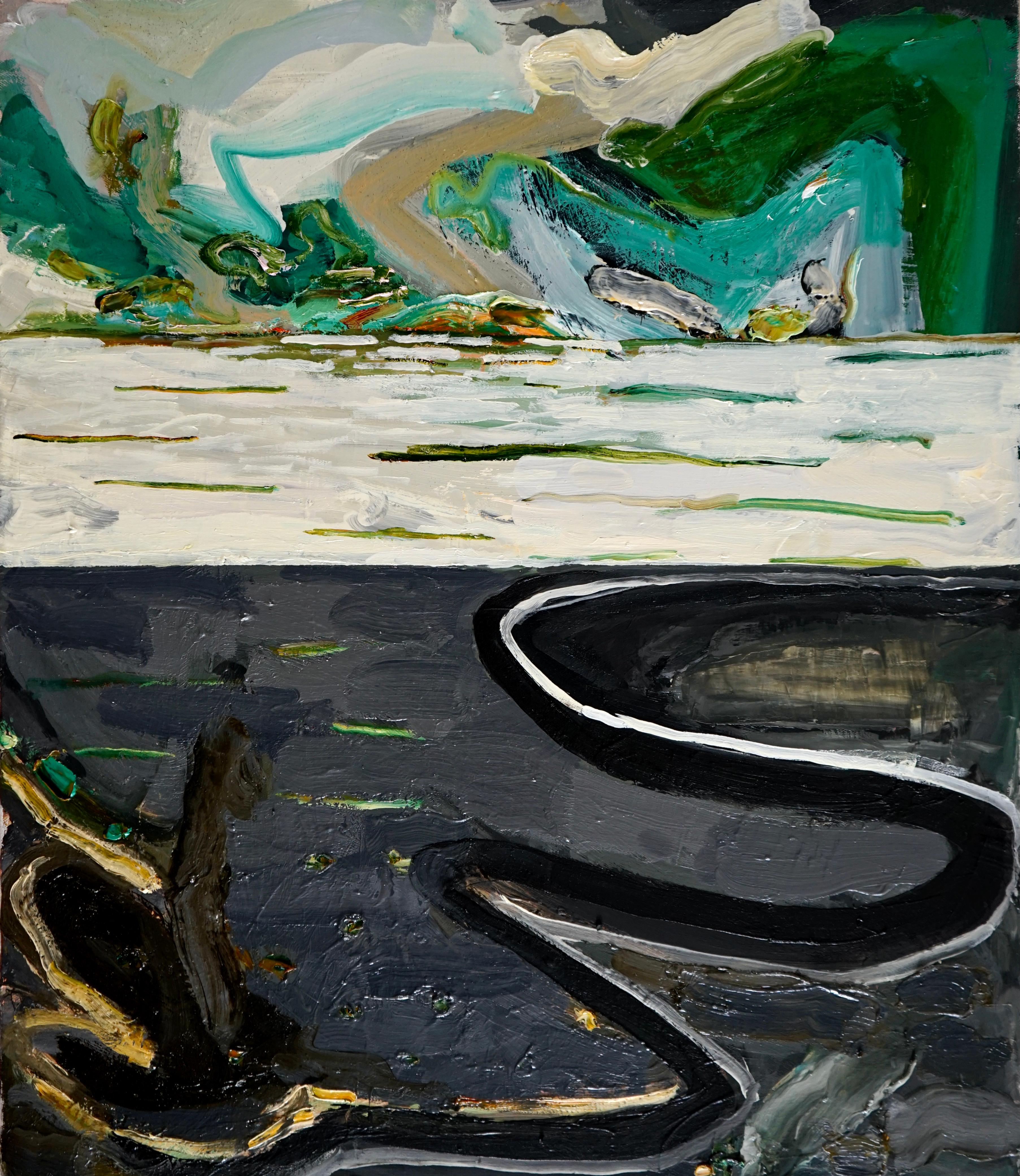 Abstract Painting Alfredo Gisholt - "Maine Landscape - Seascape", huile sur toile, peinture abstraite, art contemporain.