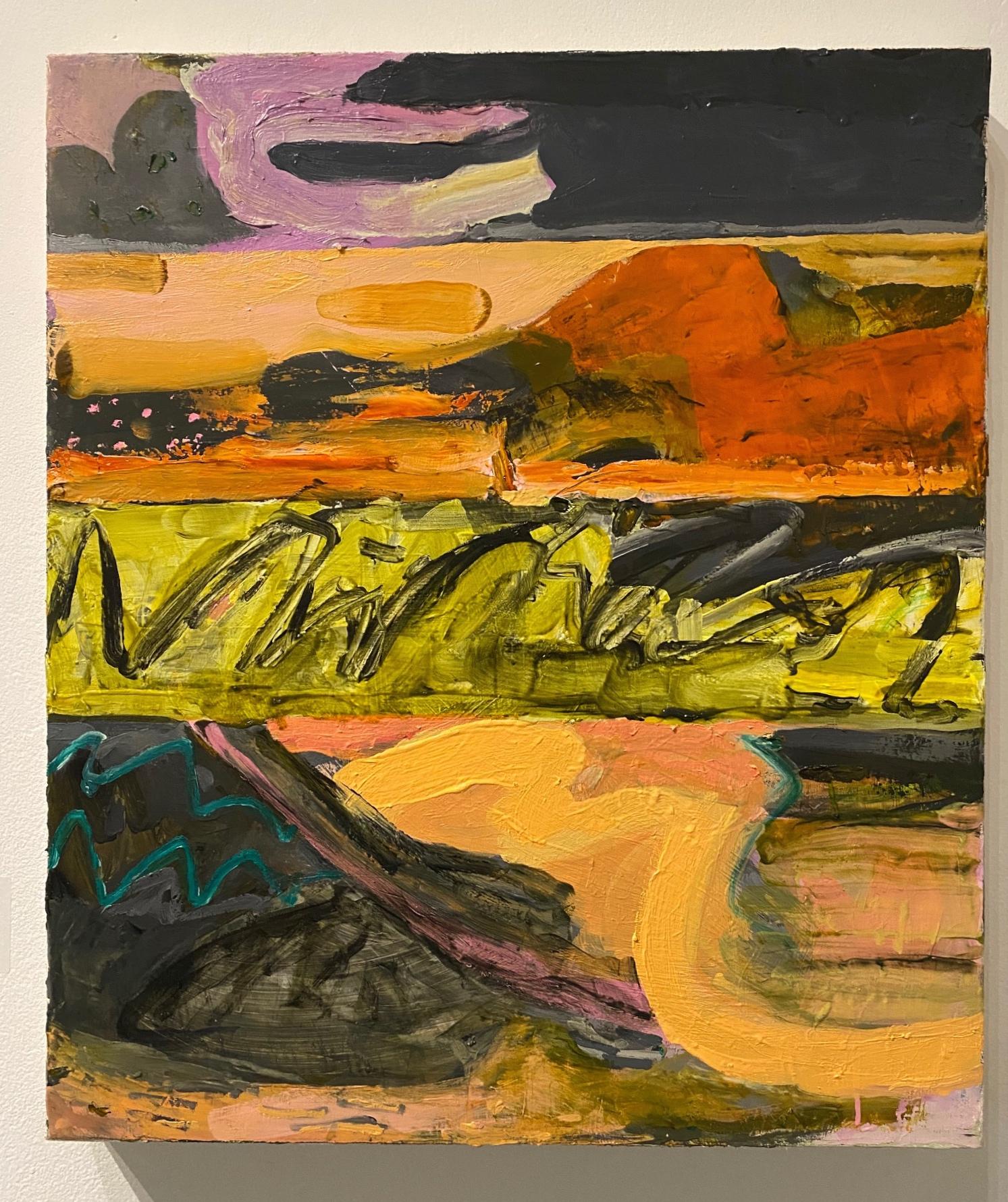 Alfredo Gisholt's understanding of composition shines through in this abstract landscape in oil on canvas. Adhering to principles of design, the visual language employed is enough to convey a sense of landscape without giving too much away - leaving