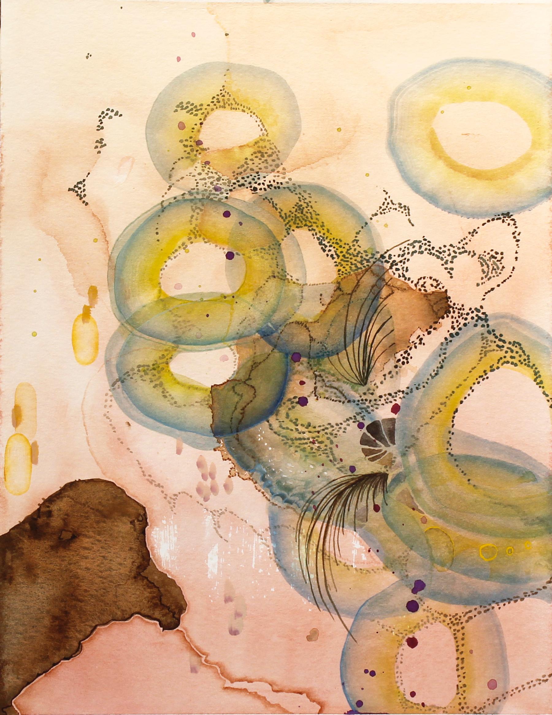 Grayson Chandler Abstract Drawing - "Riverbed, " Watercolor on Paper - Biomorphic Abstraction