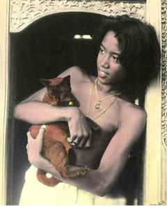 Vintage "Aris and Cat," Signed Original Print