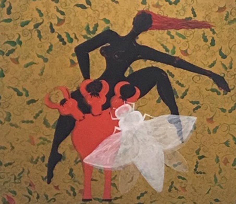 "Senza titolo", Acrilico su tela - Pittura figurativa astratta, Arte simbolista