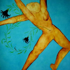 "La promessa di Prometeo", Olio su tela - Pittura figurativa astratta, Arte indiana