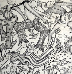 "A Fantastic Collision of the Three Worlds  XVII, " - Abstract Figurative Drawing