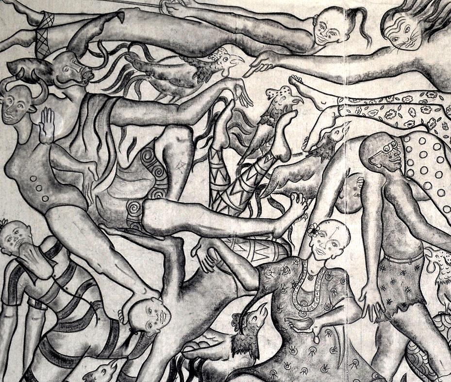 „Ein fantastisches Collision der drei Welten  XIX, „ - Abstrakte figurative Zeichnung – Art von Amita Bhatt