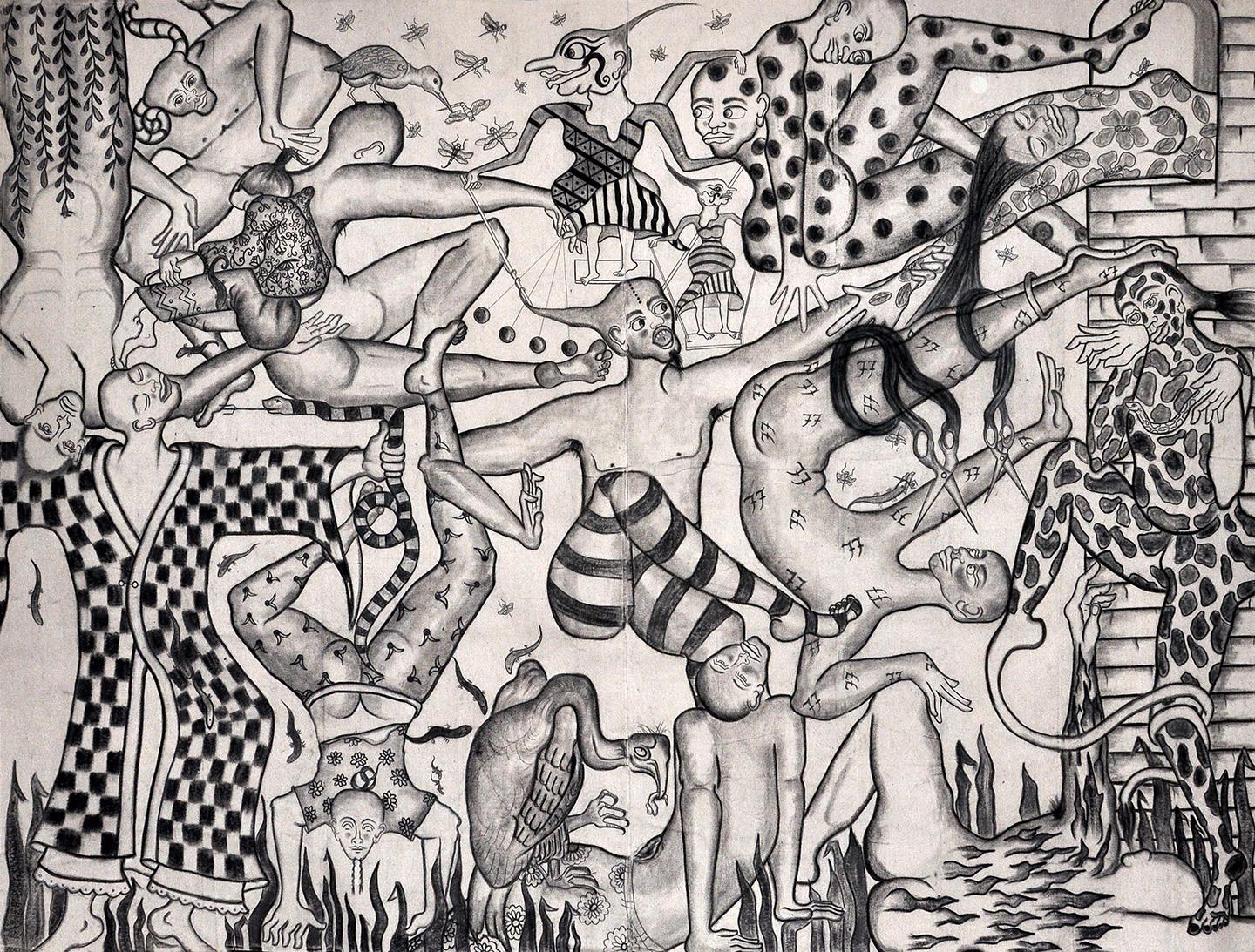 "A Fantastic Collision of the Three Worlds  XXVII, "  Figurative Drawing, Indian