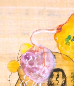 "Untitled" Watercolor on Papyrus, Figurative Drawing, Symbolist Art, Indian Art