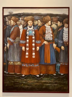 "The Voice from the Mountains, " Oil on Canvas - Figurative Chinese Painting