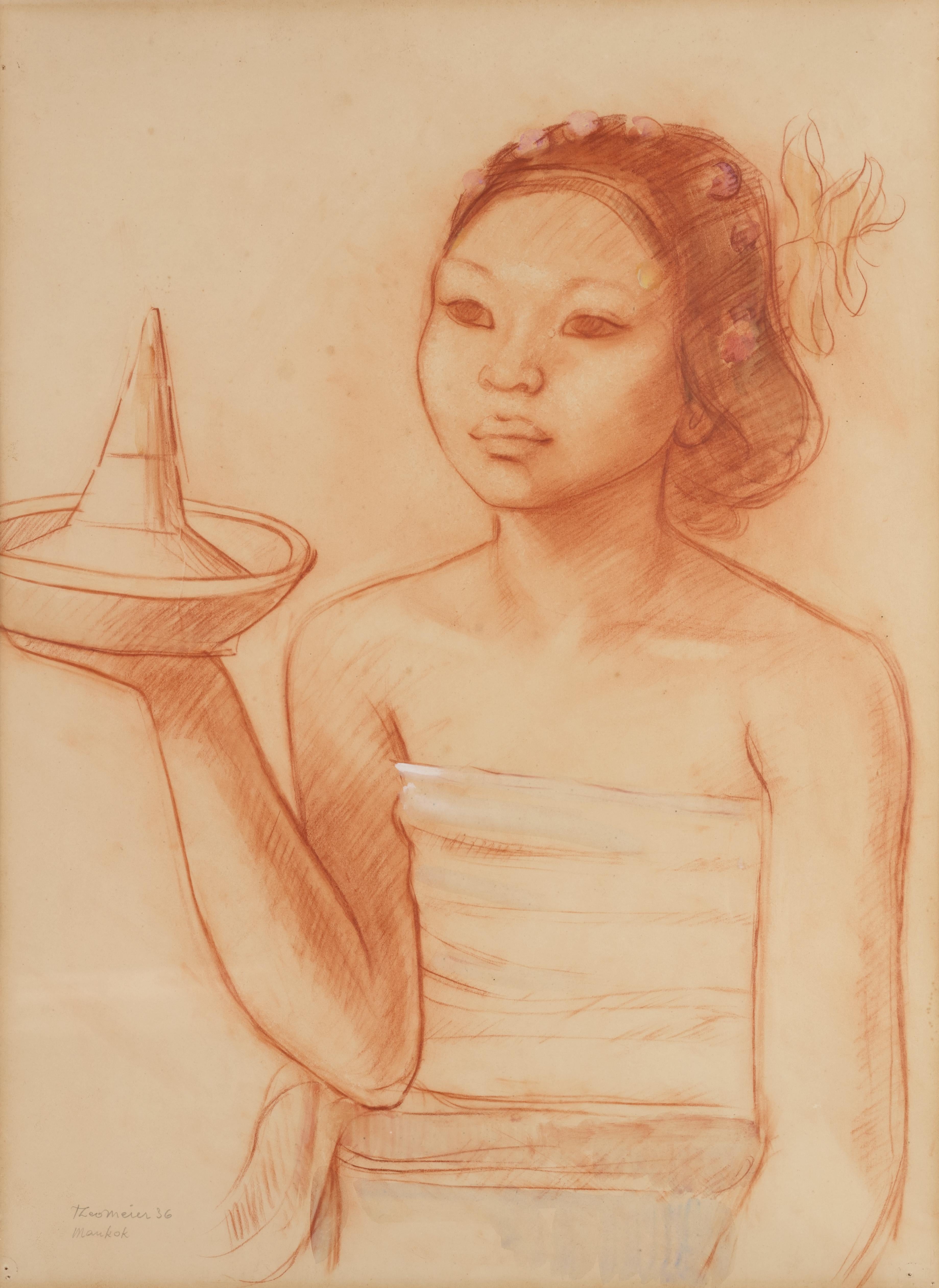 “A Balinese woman with offerings”  (1936)