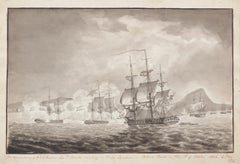 Naval Battle between British and Dutch ships at Batavia, Indonesia, 1806
