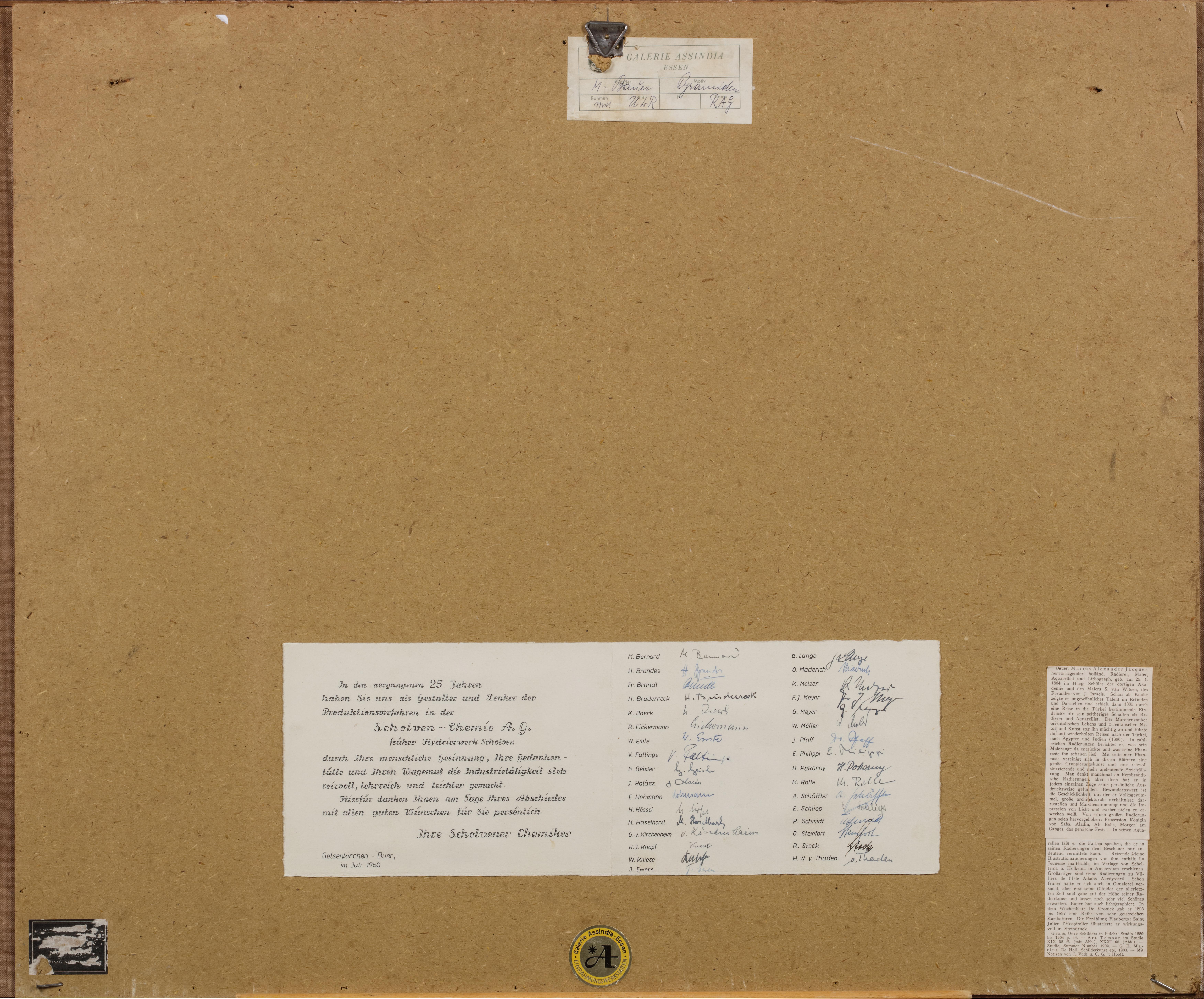 Marius Bauer (1867-1932)

devotie in de Woestijn (Dévotion dans le désert, près des pyramides de Gizeh, vers 1919)

Signature en bas à droite et titre en bas à gauche

Aquarelle sur papier, H. 43 x 59,5 cm

Avec au verso un autocollant 'Galerie