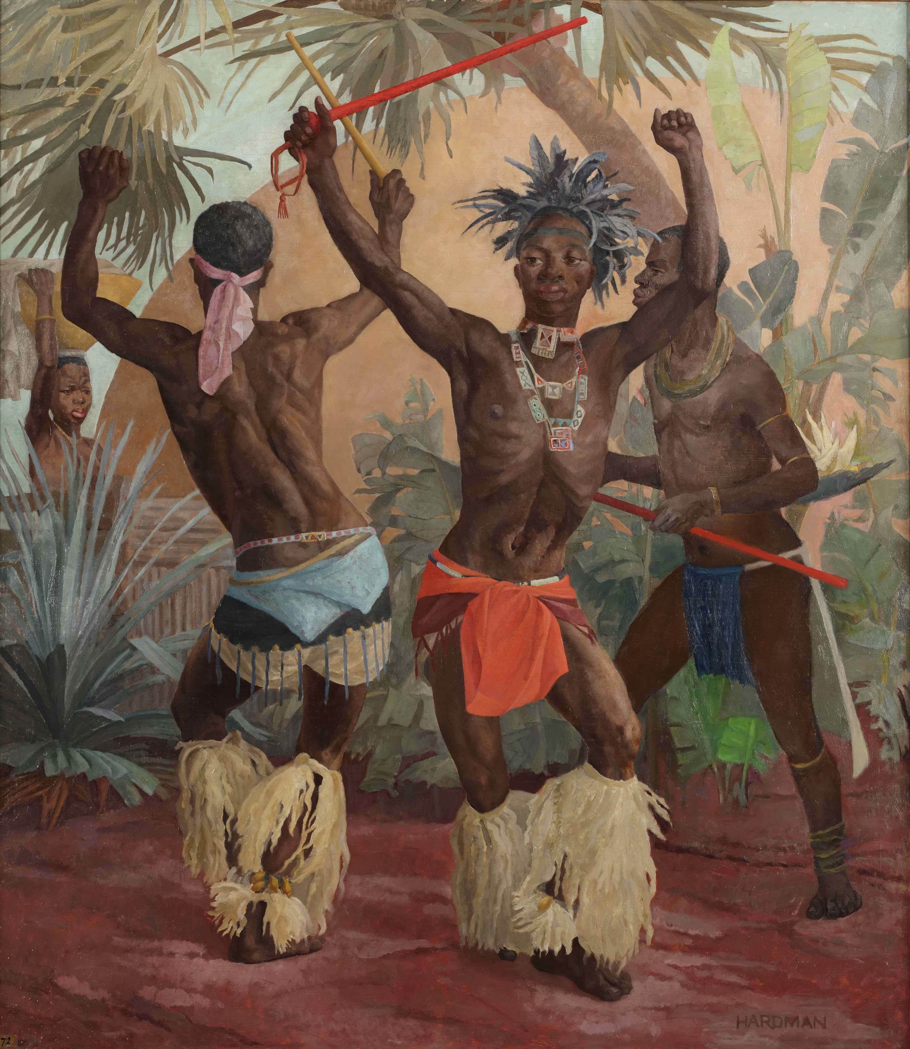 Winifred Elizabeth Beatrice Hardman Portrait Painting - 'Zulu Dancers'