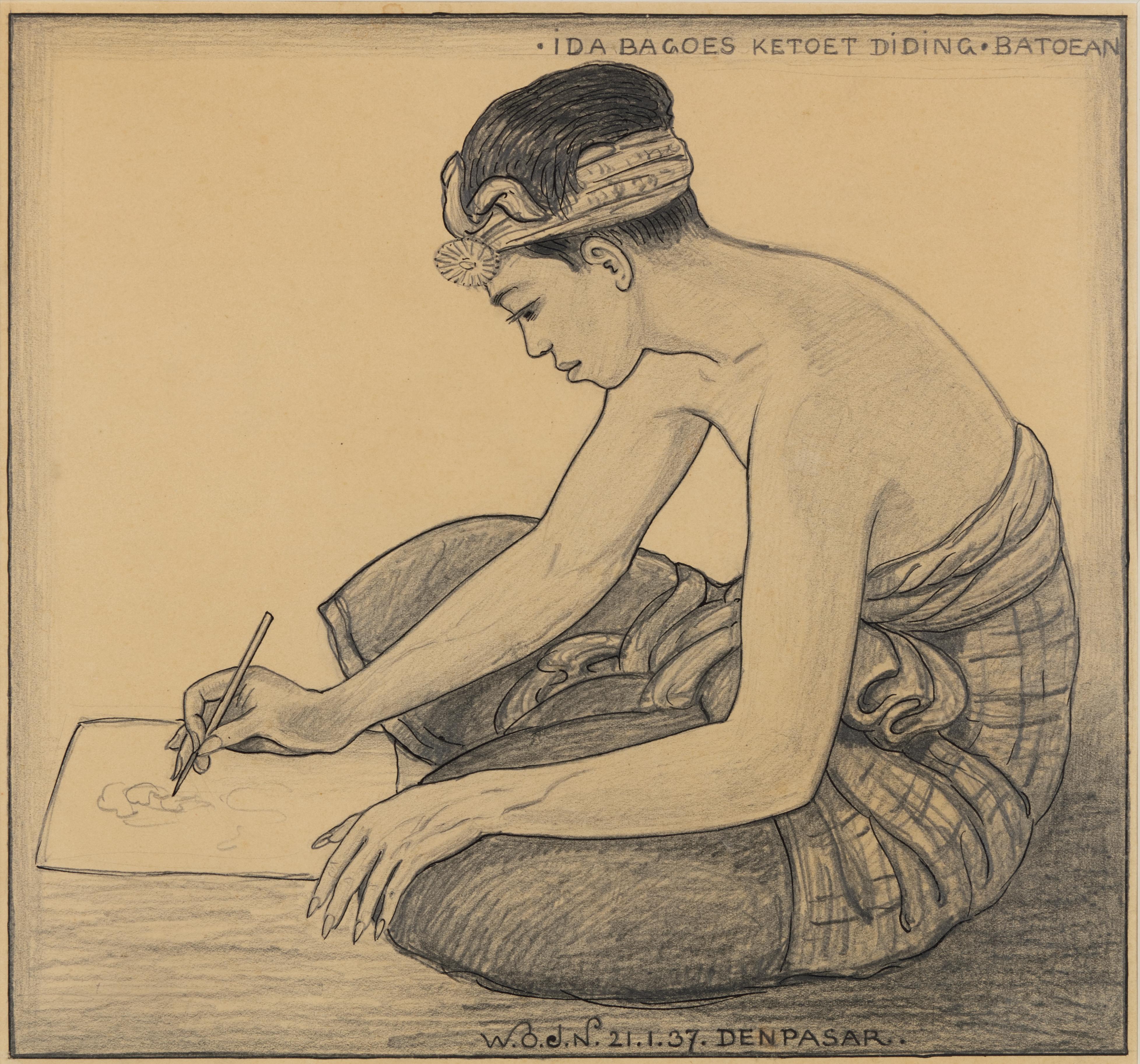 W.O.J. Nieuwenkamp Figurative Art - Portrait of artist Ida Bagoes Ketut Diding, Bali, 1937
