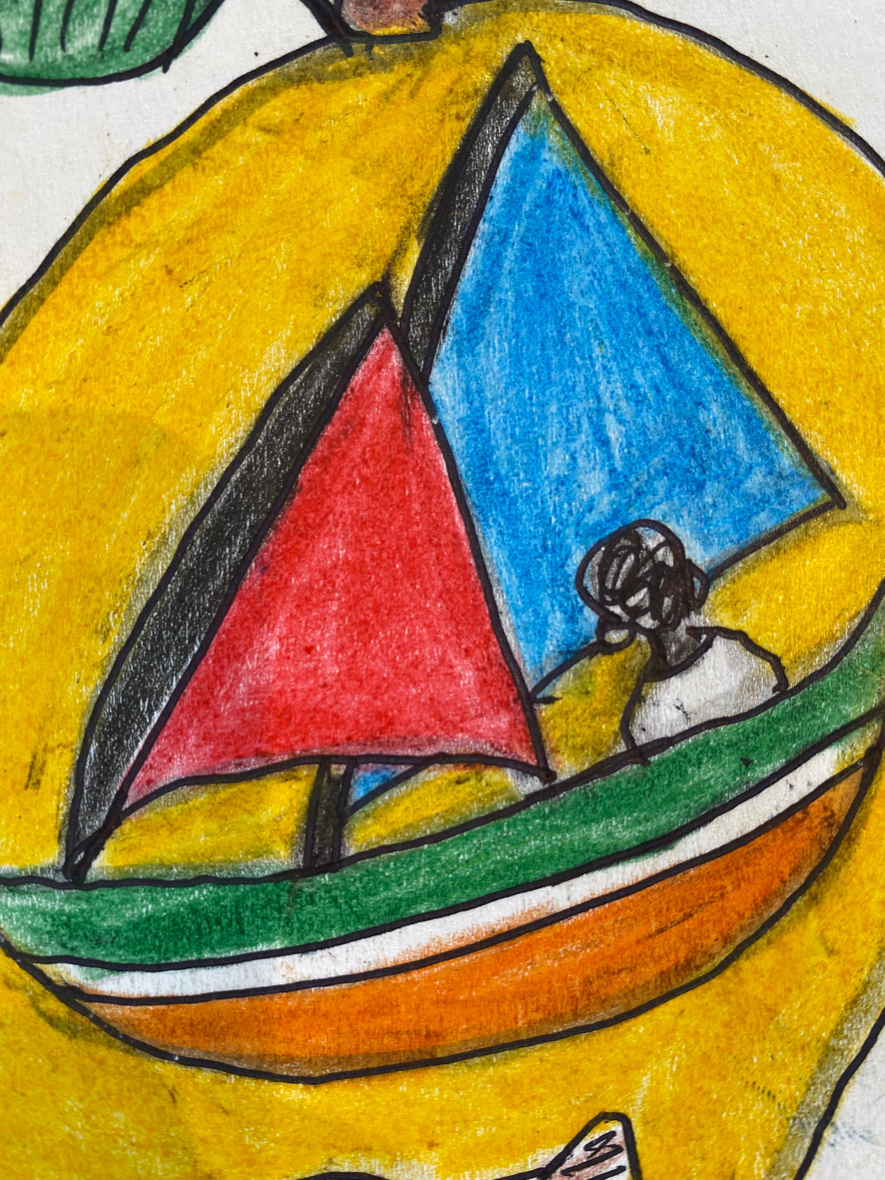 Un Celeste Citoyen En Voyage - Art by Frédéric Bruly Bouabré
