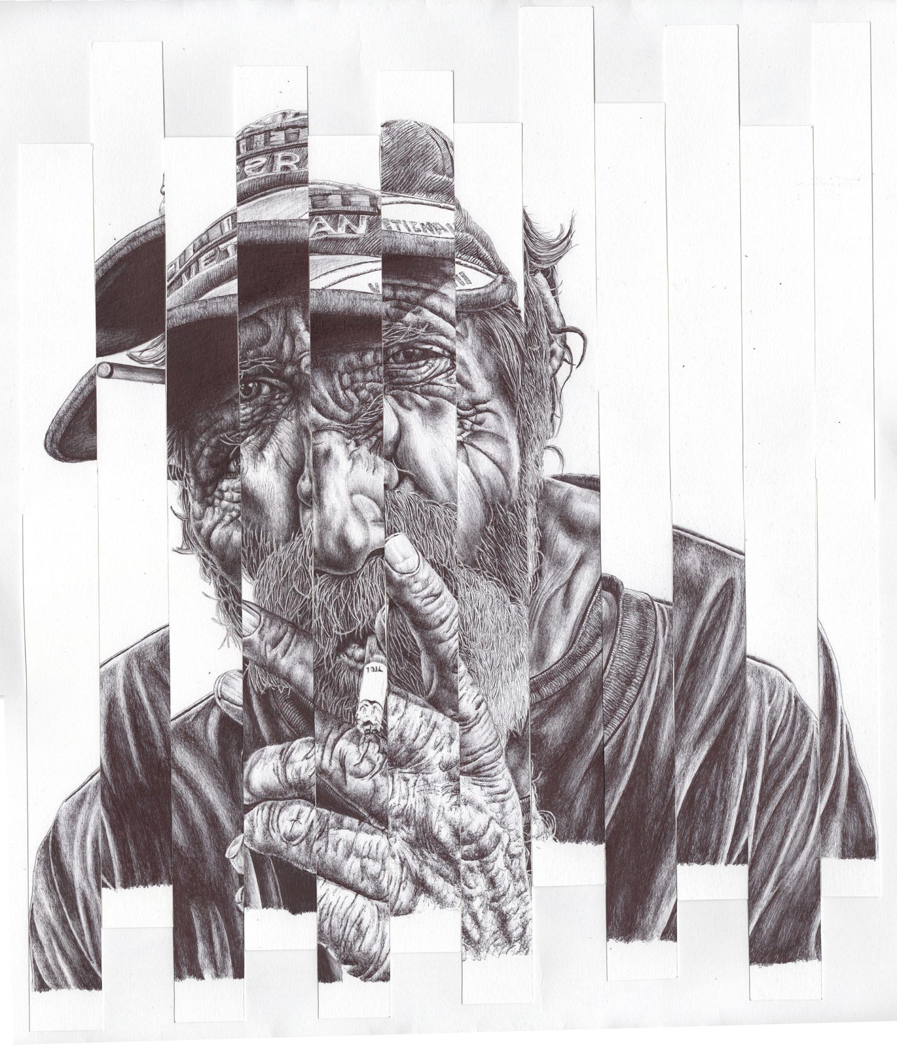Esquisse de l'homme Glitch - Art de Mark Powell