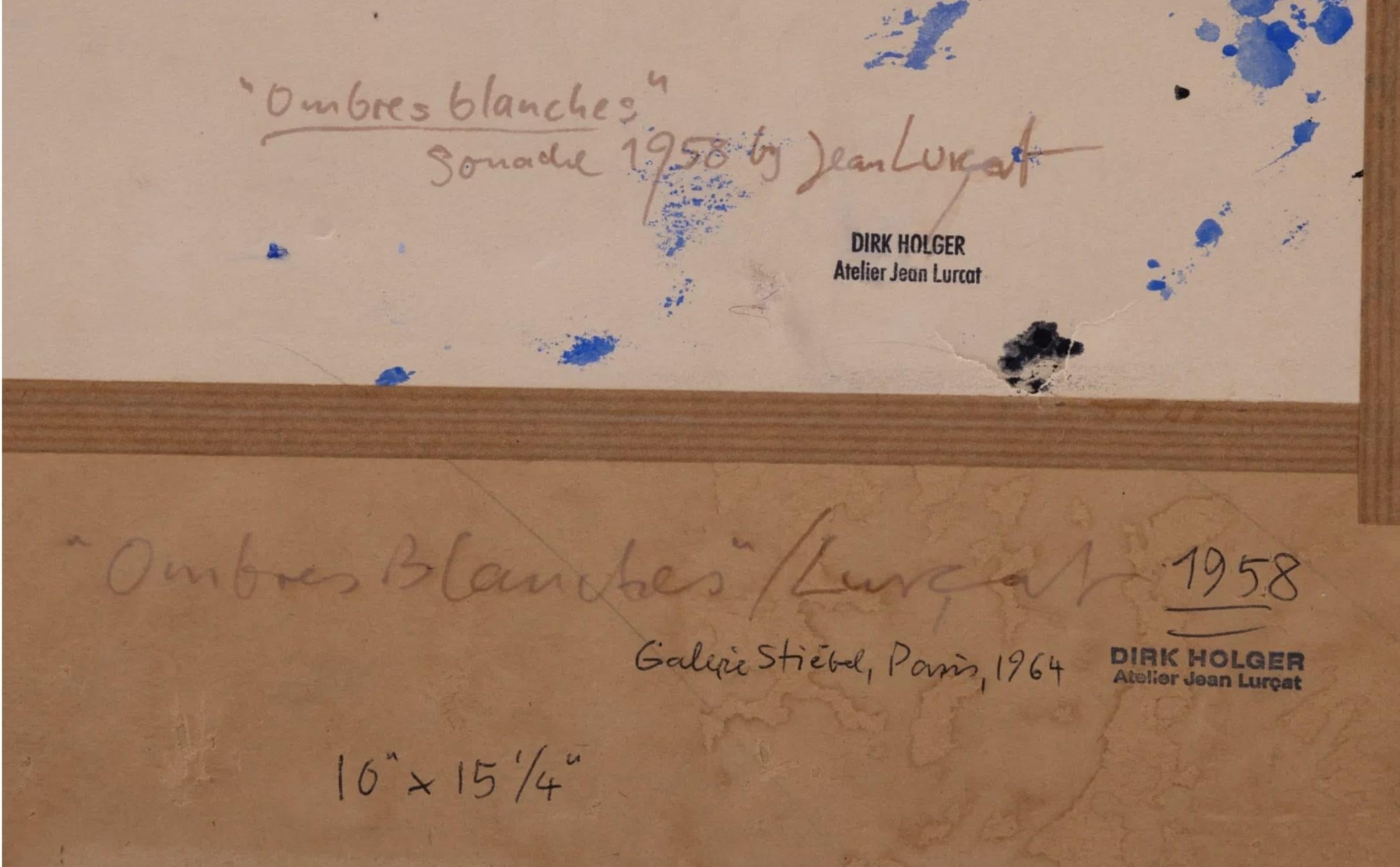 CIRCA 1950 Wandteppich von Jean Lurcat 1892-1966, gewebt im Atelier Suzanne Goubely-Gatien in Aubusson, Frankreich. Handgewebt aus Wolle. 
Jean Lurçat, französischer Maler und Designer, der häufig als die wichtigste Figur bei der Wiederbelebung der
