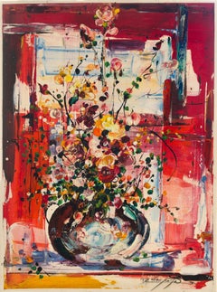 Binyamin Basteker, Jerusalem window (Jerusalem flower series) oil on canvas