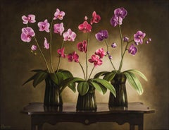 Albert Benaroya (Israeli), Three Orchids, oil on canvas, 89x116 cm