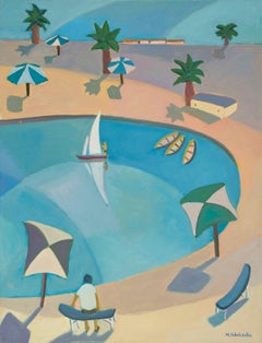 Mikhail Yakhilevich, Boating, 116 x89 cm, huile sur toile, peinture minimaliste