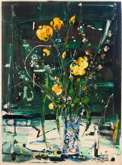 Binyamin Basteker, Dancing flowers (Jerusalem flowers series), oil on canvas