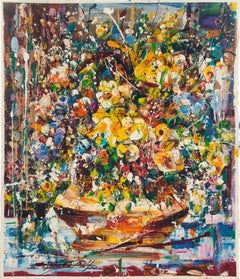 Binyamin Basteker, Sabbath flowers I, (Jerusalem flowers series) oil on canvas