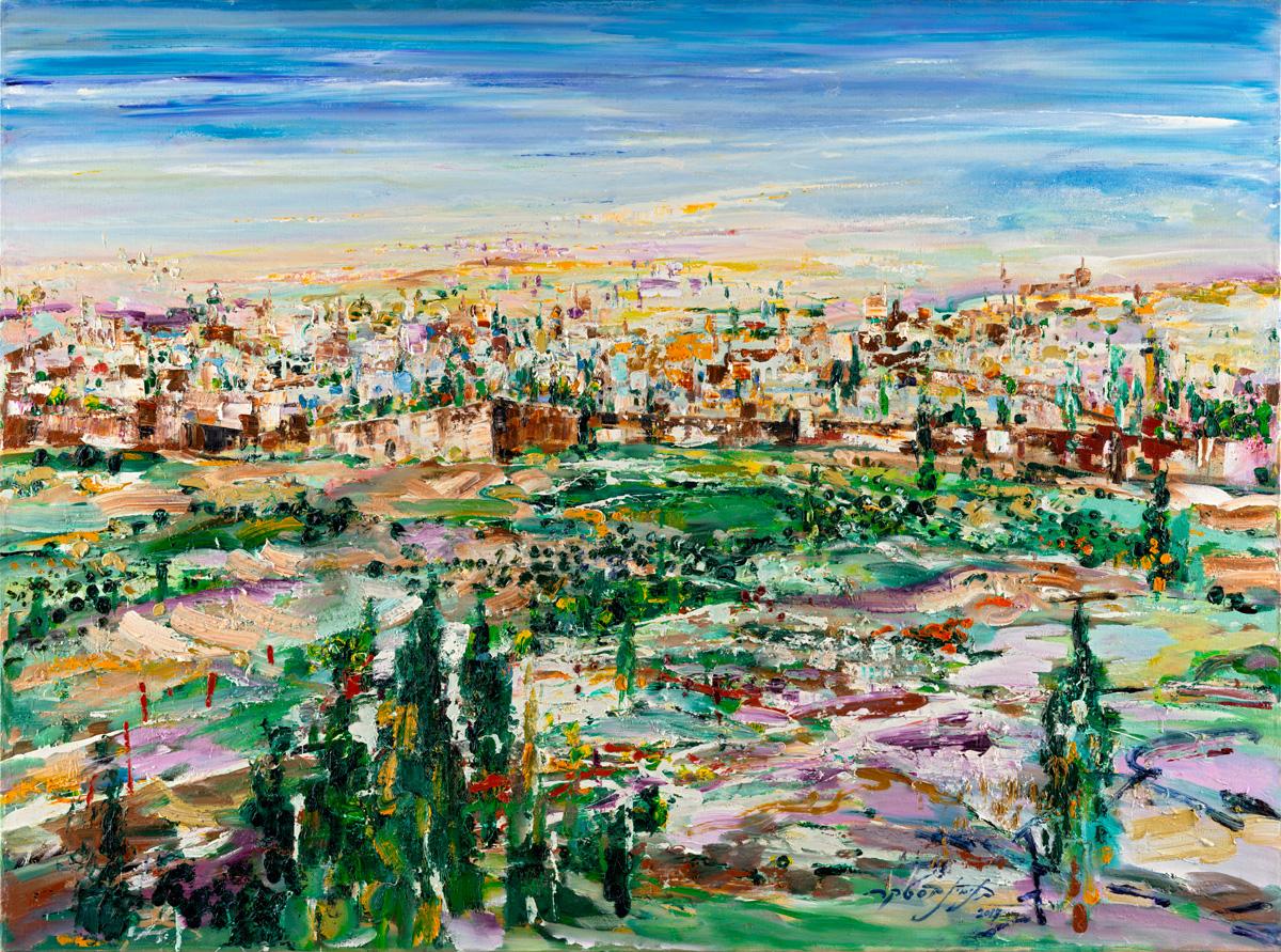 Binyamin Basteker, Printemps à Jérusalem (paysage), impression de qualité musée