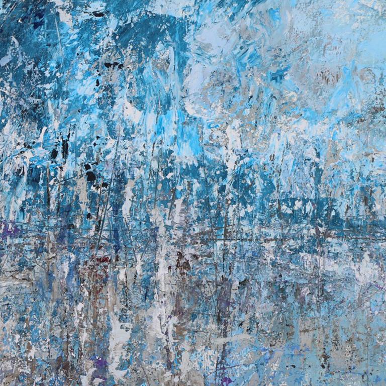 Dubi Ronen, Blue lake , 2020 cement and pigment on canvas   For Sale 3