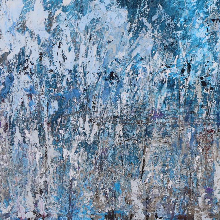 Dubi Ronen, Blue lake , 2020 cement and pigment on canvas   For Sale 2