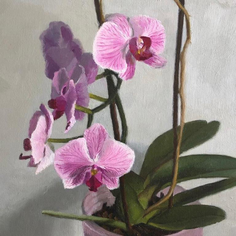 „Orchideen“ von Chani Cohen Zada  Ölgemälde auf Tafel   40 x 30 cm 16 x 12 Zoll im Angebot 1