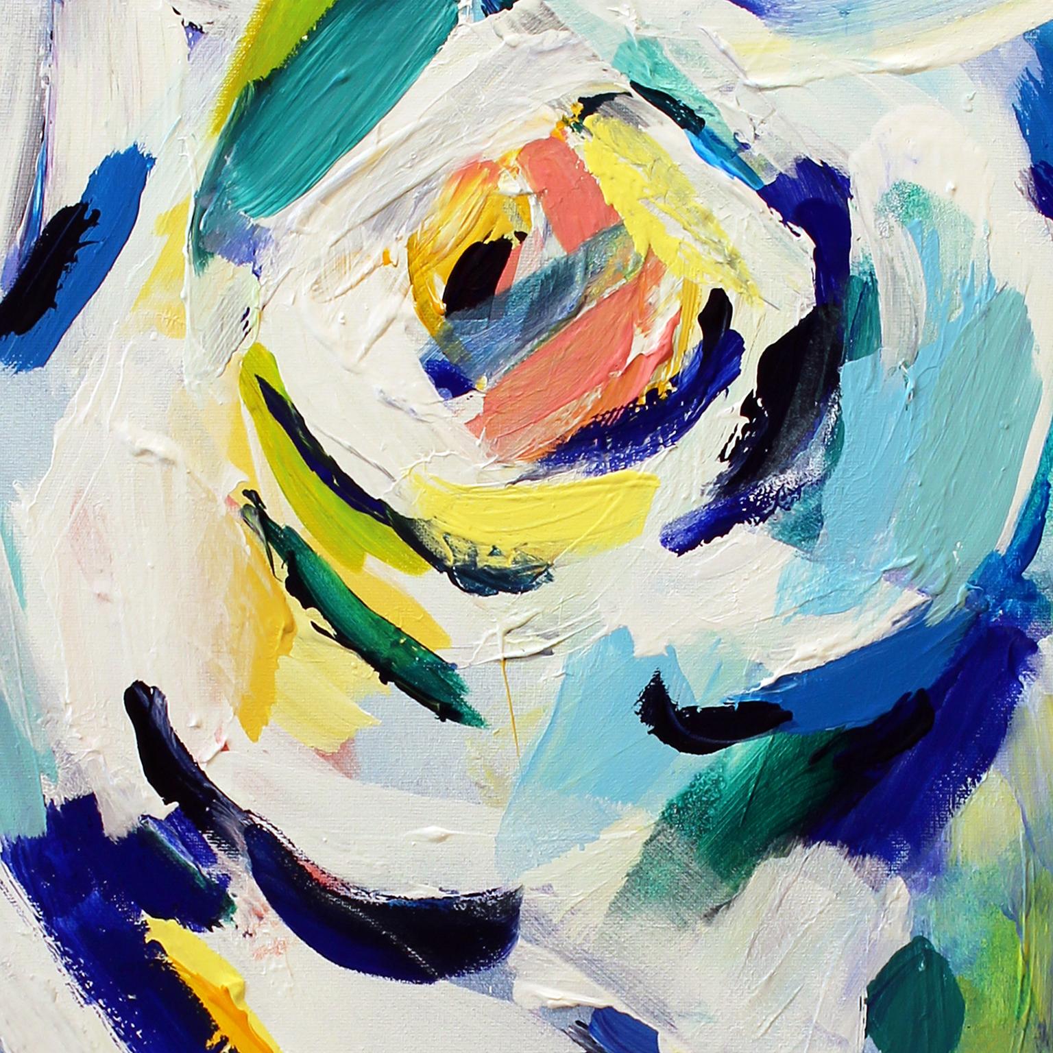 Masha Potapenkova, White Rose, 2018, huile sur toile, 70 x 60 cm (27x23 po) - Expressionnisme abstrait Painting par Masha  Potapenkova